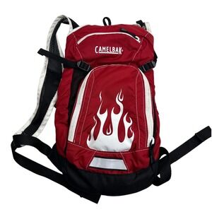 Camelback Backpack Red Mini‎ Mule Kids Hydration Pack Black Flames No Bladder